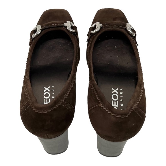 Geox Respira Brown Suede Comfort Heels Women’s 38 - Picture 8 of 15